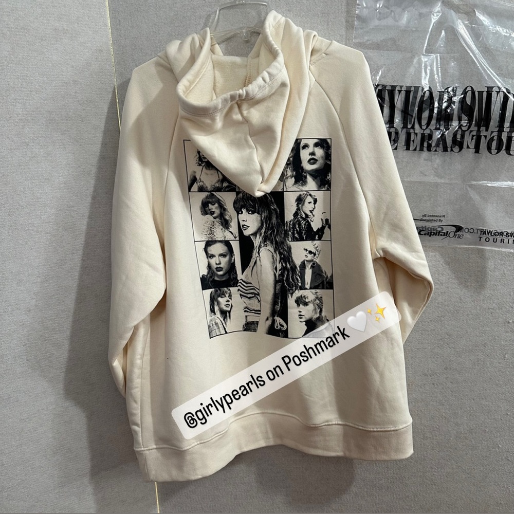 Taylor Swift Exclusive the Eras Tour Beige Hoodie Sweater NEW Official Merch - Picture 10 of 17